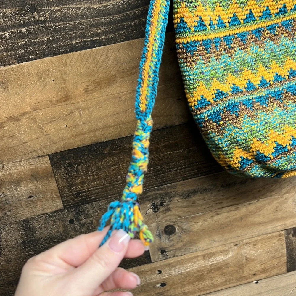 Hand Crocheted Boho Colorful Medium‎ Adjustable Nebaj Purse